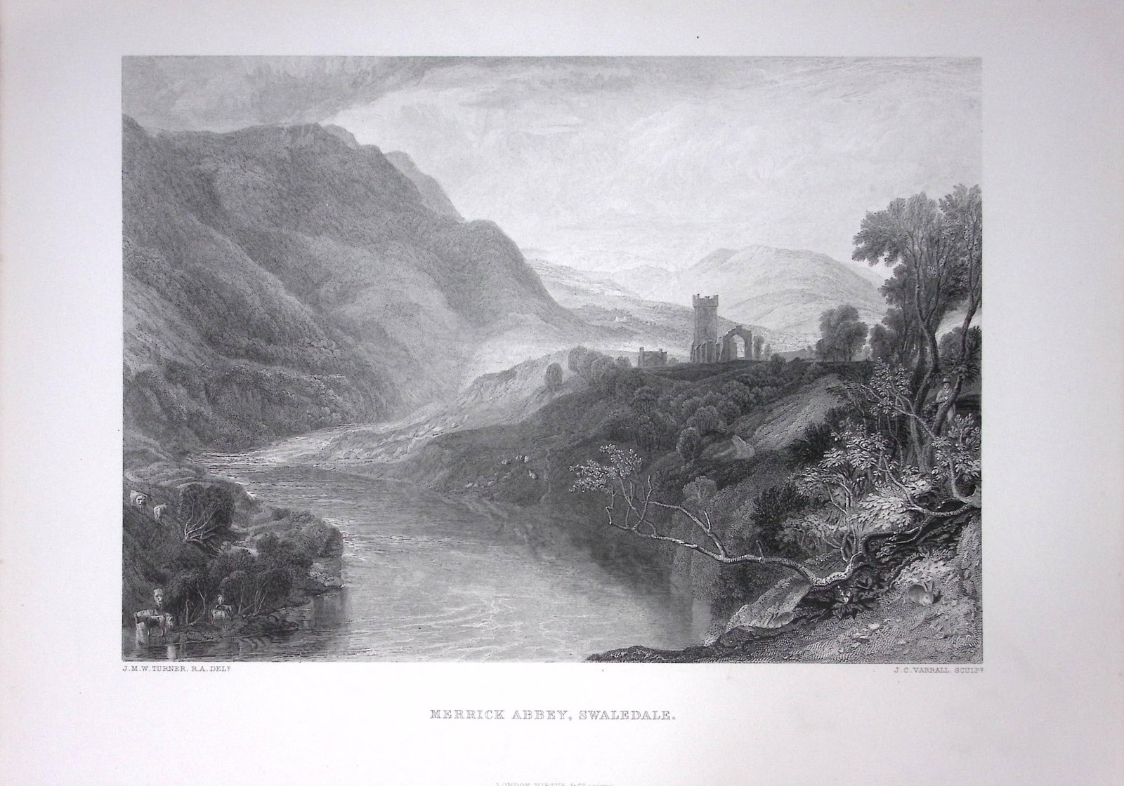 J.M.W Turner Merrick Abbey Swaledale Yorkshire Antique Steel Engraving-87-TR: Title: J.M.W Turner Merrick Abbey Swaledale Yorkshire Antique Steel Engraving-87-TR Description: This Antique Steel-Engraving Was Removed from an Edition Of. The Turner Gallery a Series