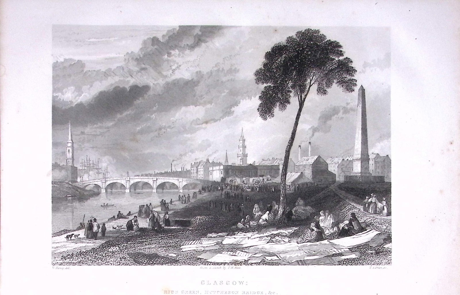 Glasgow Hutchenson Bridge Victorian Antique 175-Year-Old Engraved Print-1-TR: Title: Glasgow Hutchenson Bridge Victorian Antique 175-Year-Old Engraved Print-1-TR Description: The Land We Live In: Pictorial Sketch Book of British Islands. 1850 This Engraved Print Has Bee