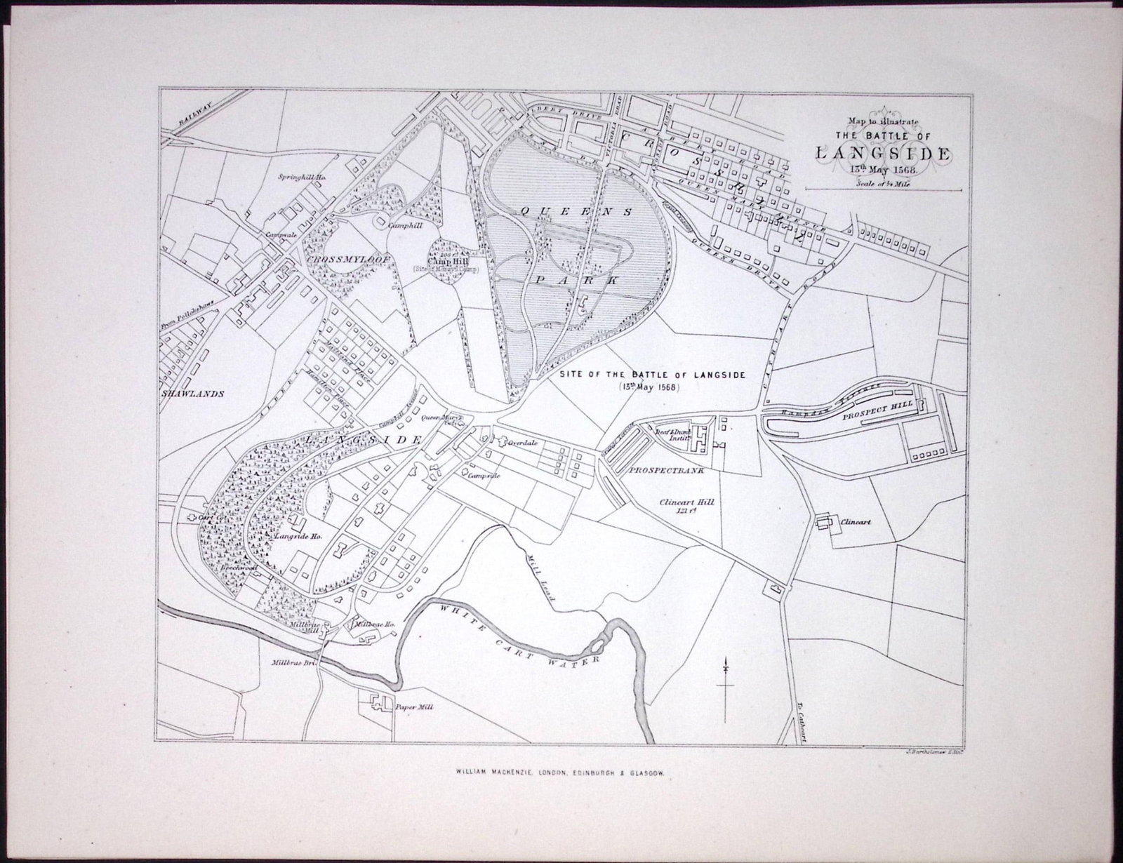 The Battlefield of Langside Scotland Antique 152 Years-Old Detailed Print-5: Title: The Battlefield of Langside Scotland Antique 152 Years-Old Detailed Print-5 Description: This Antique Print Was Removed from a First Edition of. Tytler's History of Scotland Published in 1873