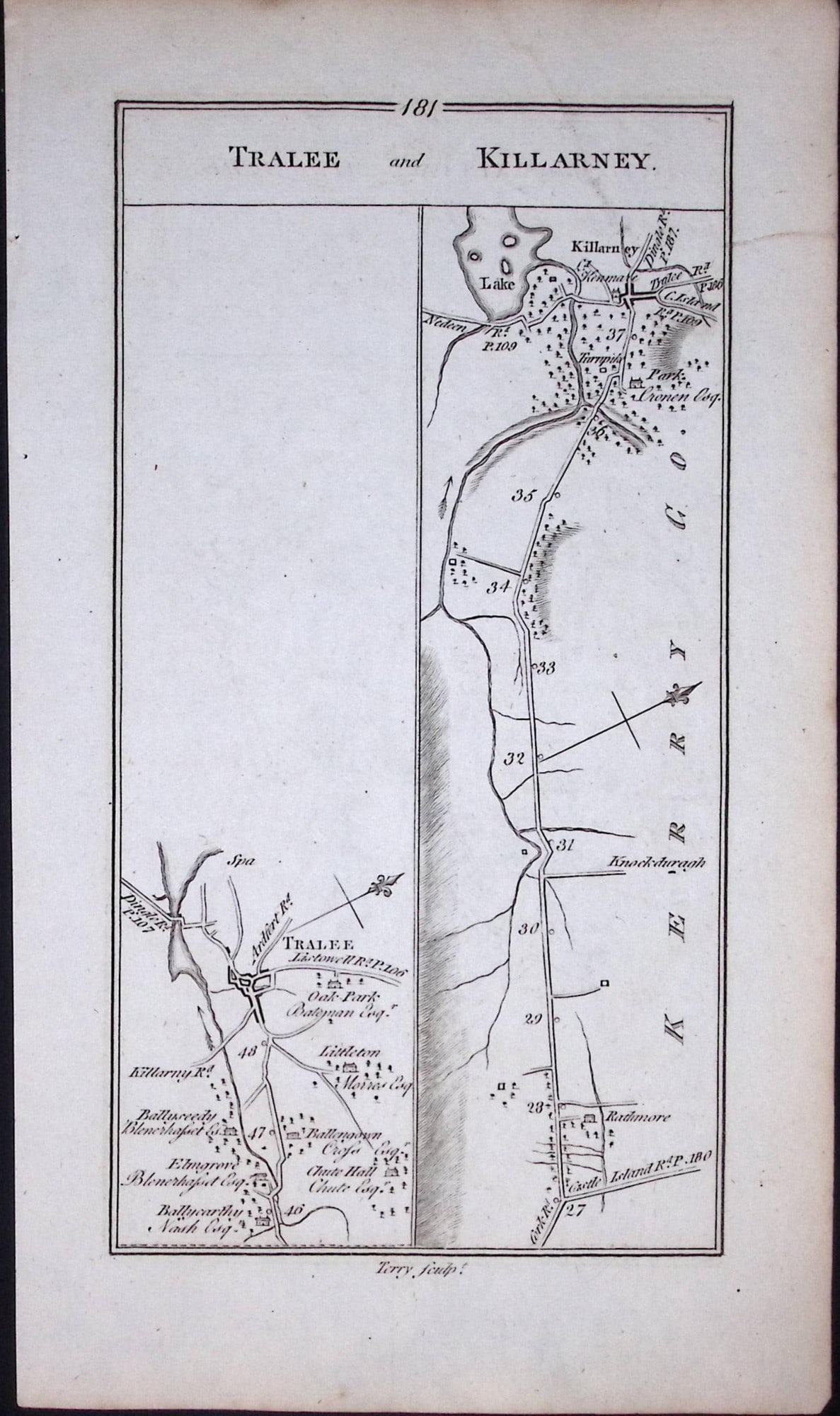 Ireland Rare Antique 249 Yr-Old Road Map Tralee-Killarney-Mallow-New Street-182: Title: Ireland Rare Antique 249 Yr-Old Road Map Tralee-Killarney-Mallow-New Street-182 Description: This Rare Irish Road Map Has Been Removed from a First Edition Copy of. Taylor &am