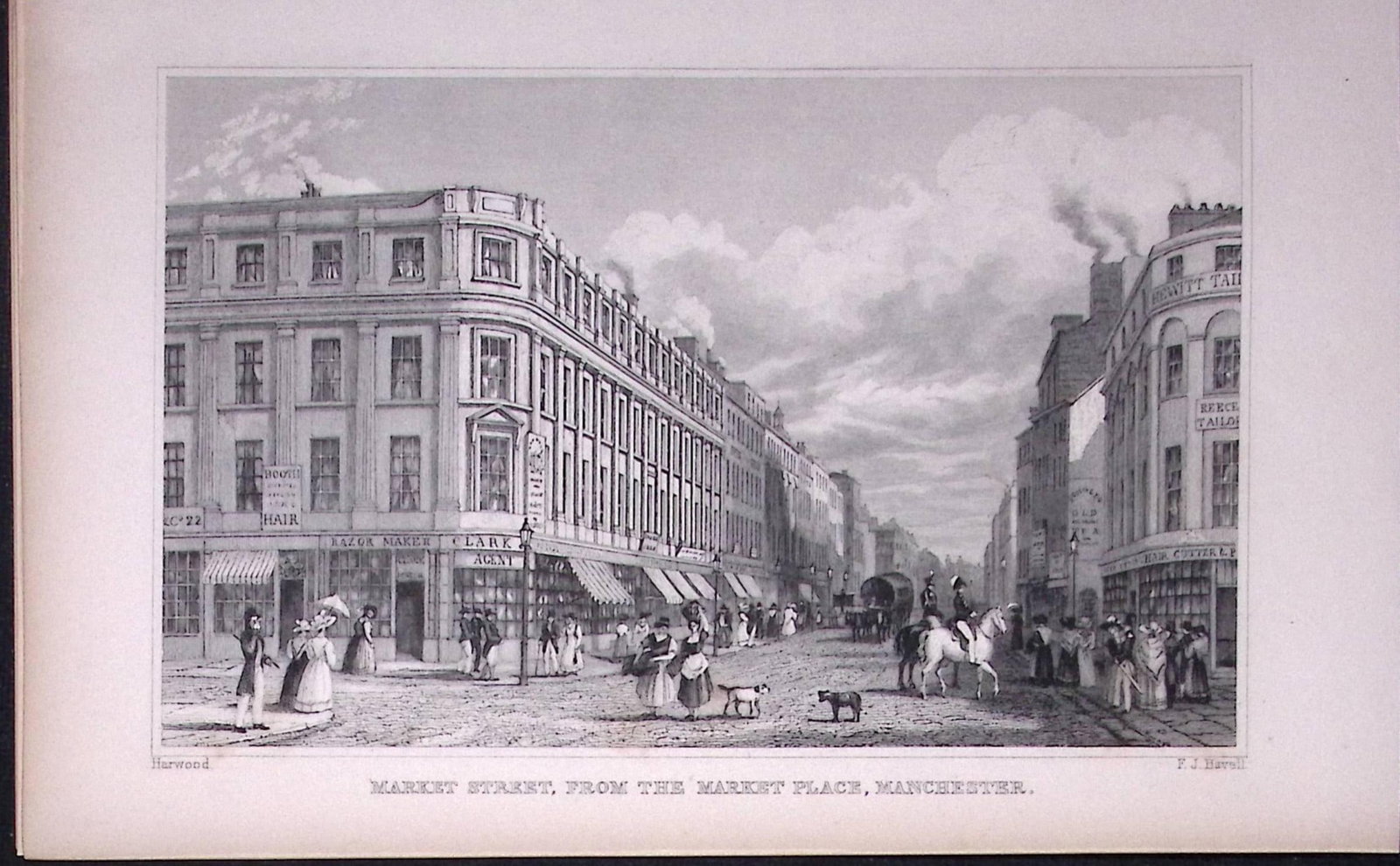 Market St from Market Place Manchester Antique 195 Years-Old Steel-Engraving-27 (1 of 2)