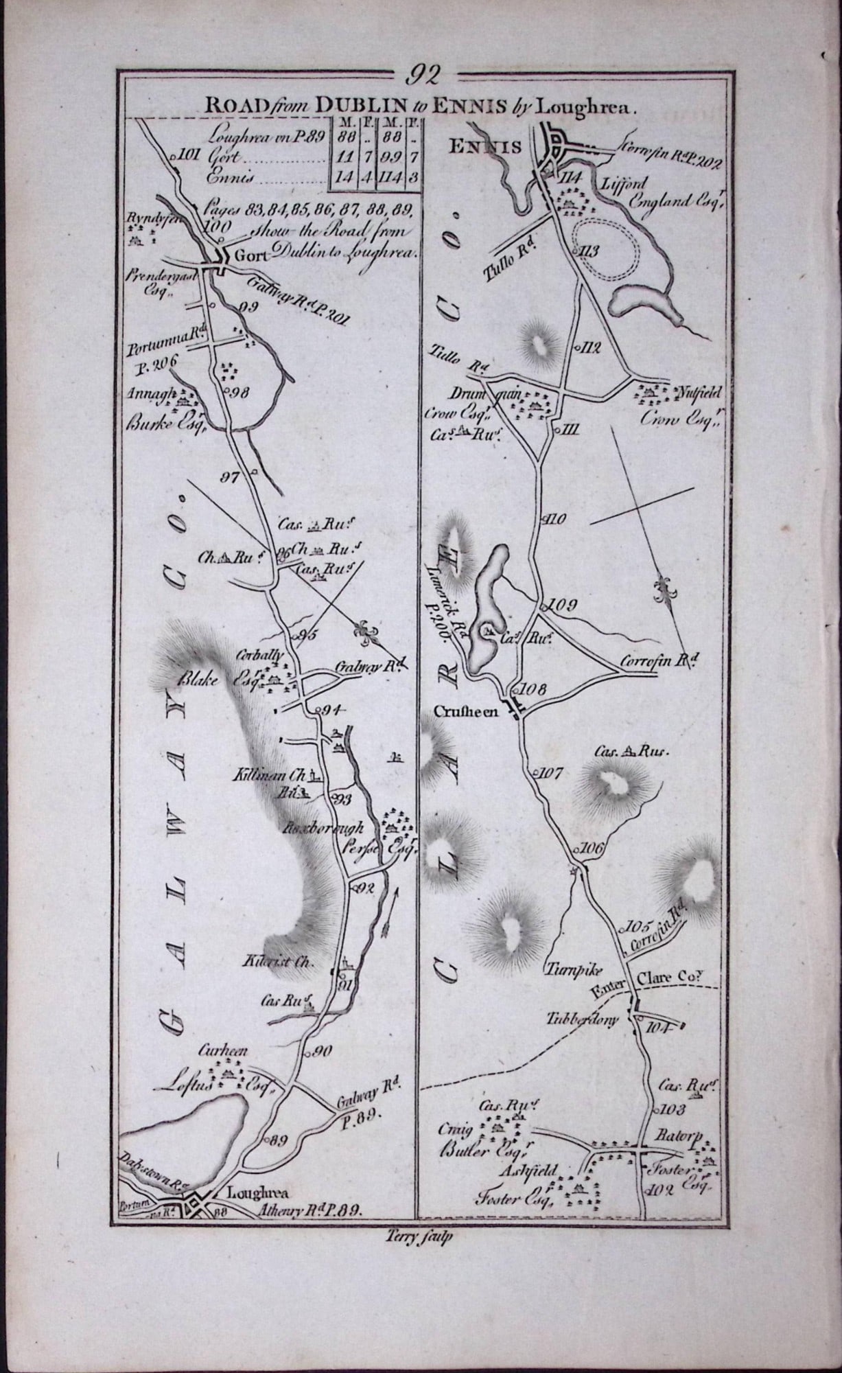 eland Rare Antique 245 Yr-Old Road Map Dublin-Chapelizod-Palmerstown-Trim-92 - 2