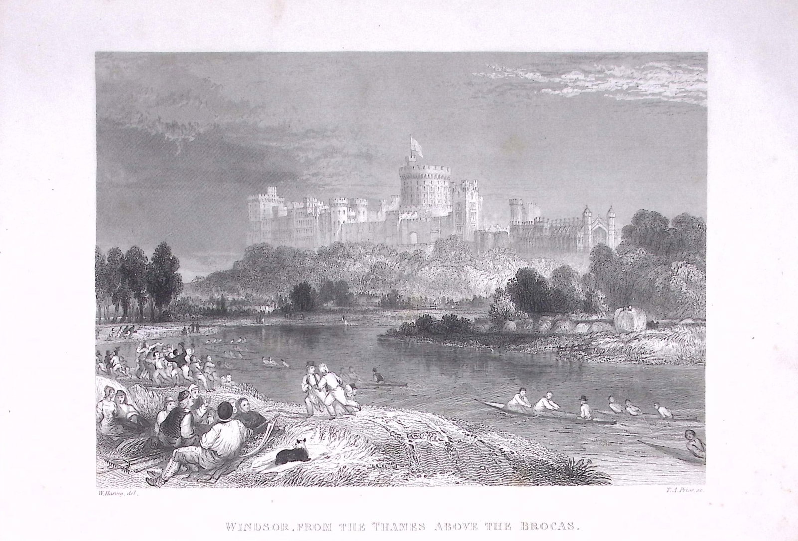 View of Windsor From The Thames Antique 175-Year-Old Engraved Print-8-TR: Title: View of Windsor From The Thames Antique 175-Year-Old Engraved Print-8-TR Description: The Land We Live In: Pictorial Sketch Book of British Islands. 1850 This Engraved Print Has Been Rem