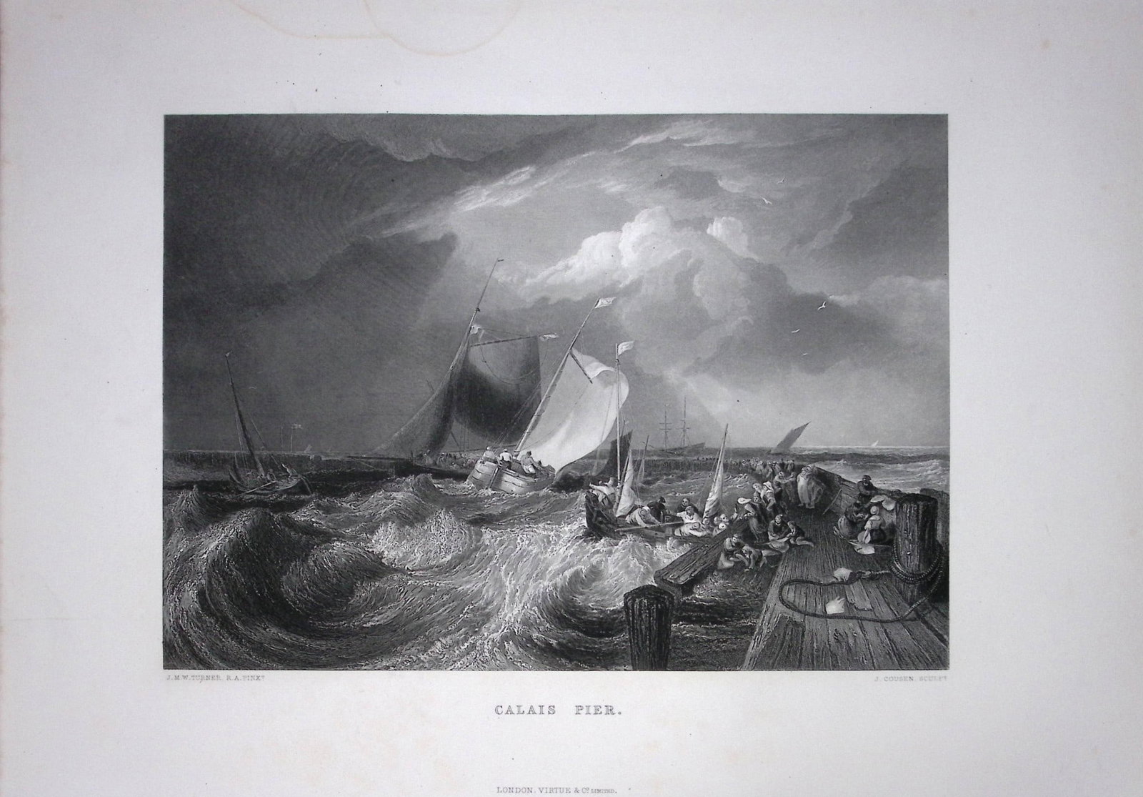 J.M.W Turner View of Calais Pier France Antique Steel Engraving-77-TR: Title: J.M.W Turner View of Calais Pier France Antique Steel Engraving-77-TR Description: This Antique Steel-Engraving Was Removed from an Edition Of. The Turner Gallery a Series of