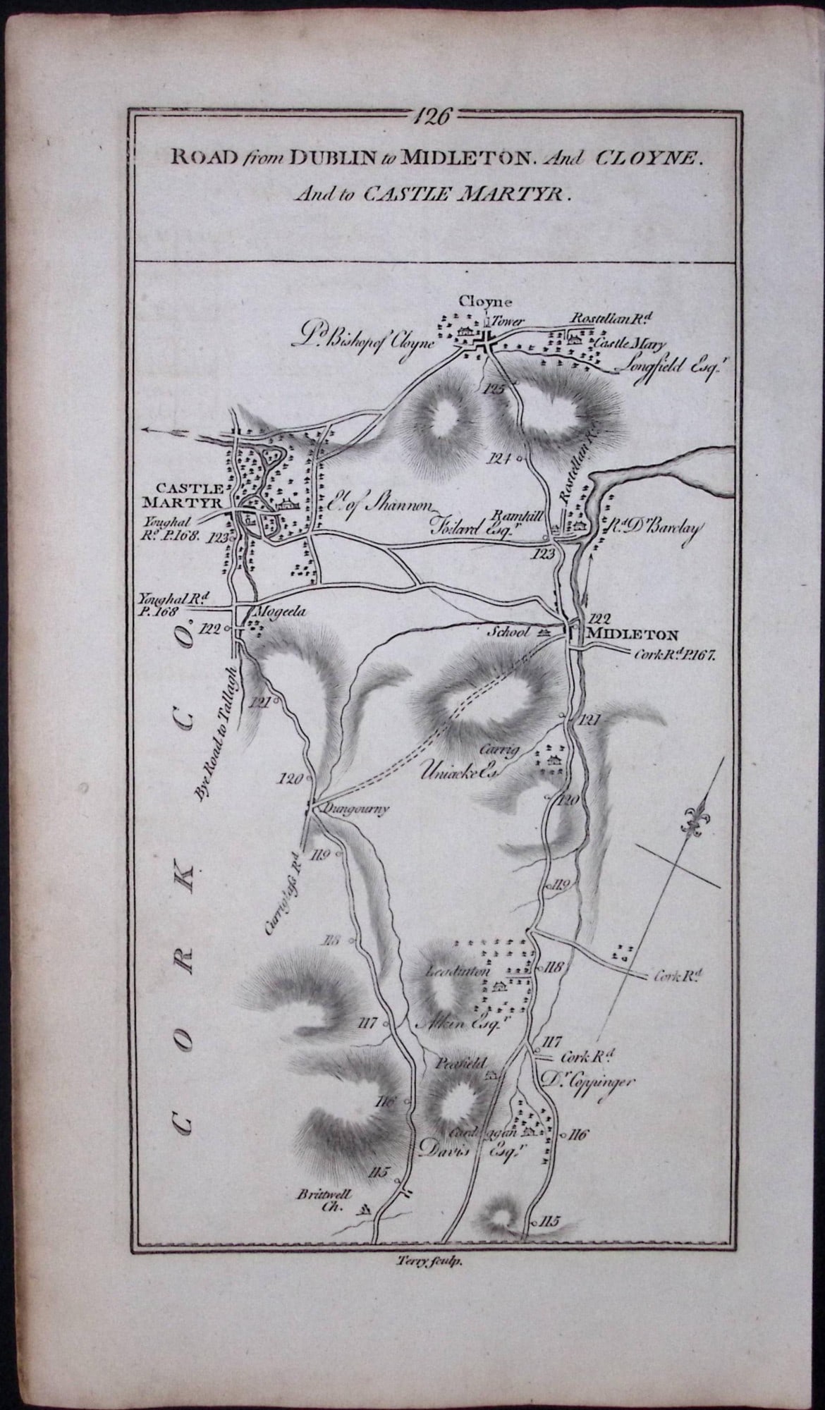 Ireland 245 Years -Old Antique Road Map Dublin To Middleton, Cork-126 - 2