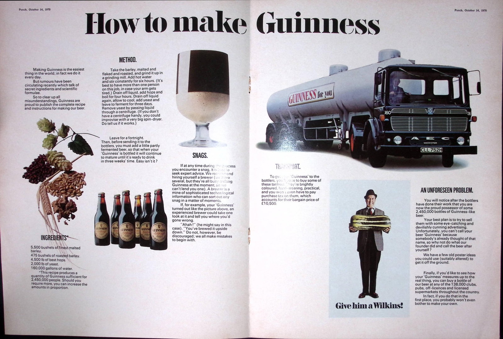Guinness 1970 55 Years-Old Genuine Print How to Make Guinness (1 of 1)