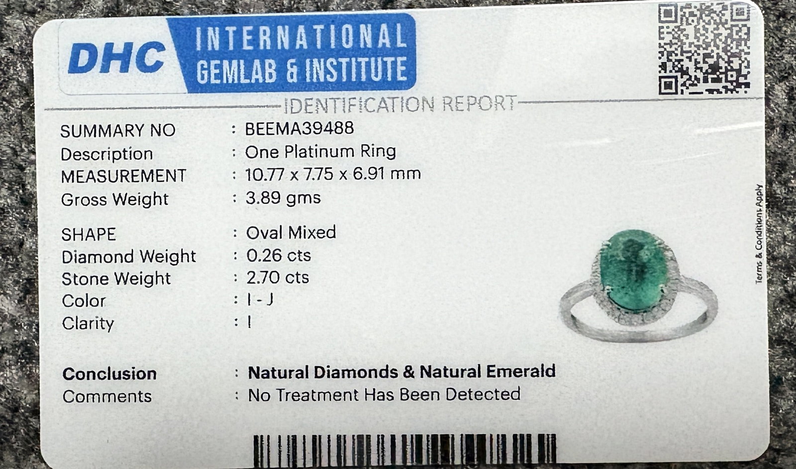 Beautiful 2.70 CT Natural Emerald Ring With Natural Diamonds & Platinum 950 - 10