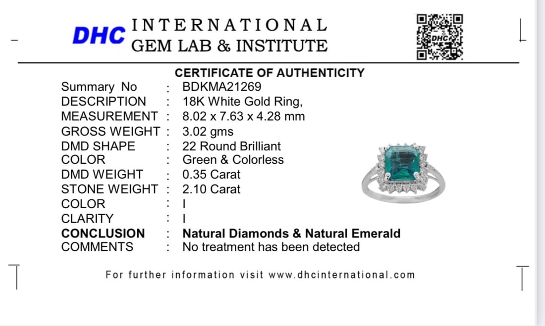 Beautiful 2.10 CT Natural Emerald With Natural Diamonds & 18k Gold - 10