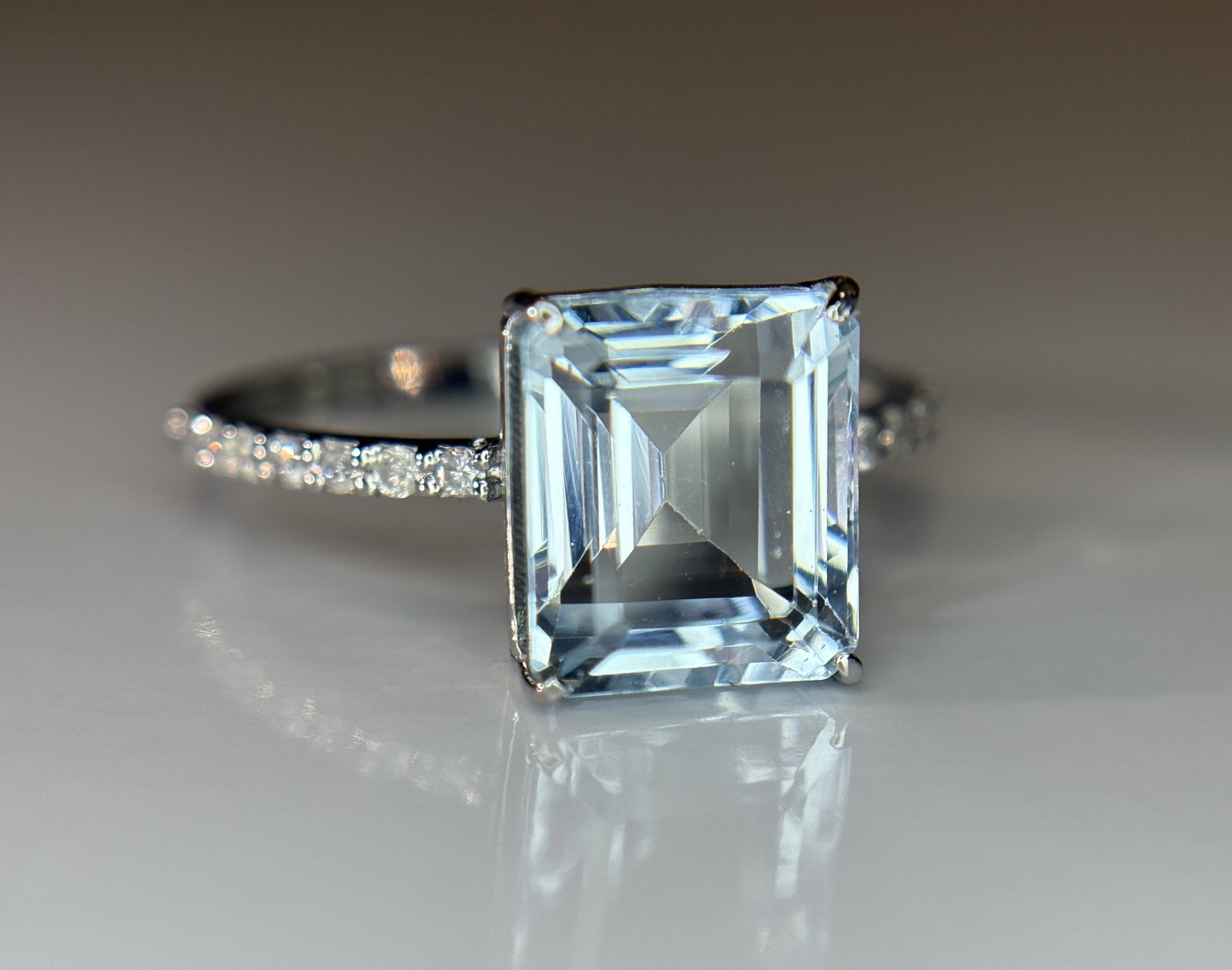 Beautiful 3.34 CT Natural Aquamarine Ring With Natural Diamonds & 950 Platinum - 10