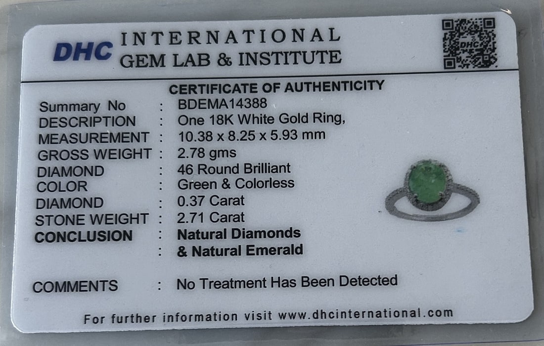 Beautiful 2.71ct Natural Emerald With Natural Diamonds & 18k Gold - 10