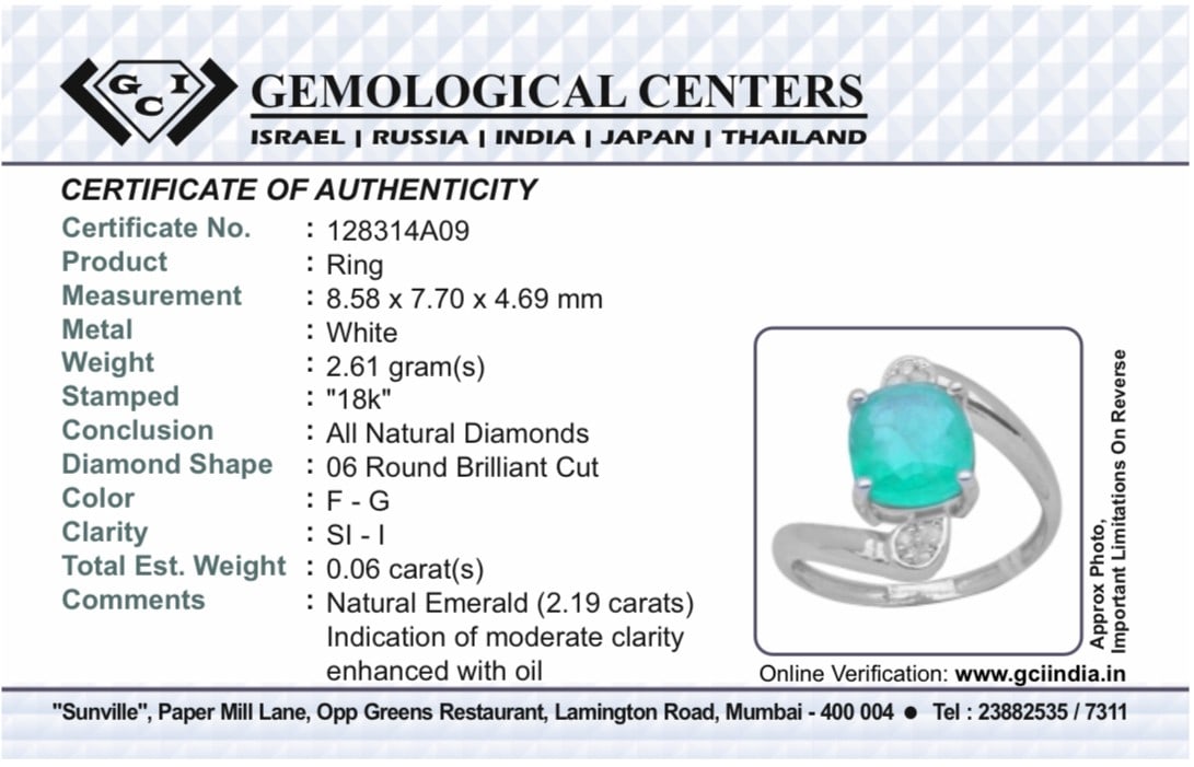 Beautiful Natural Emerald 2.19 Ct With Natural Diamonds & 18k Gold - 9