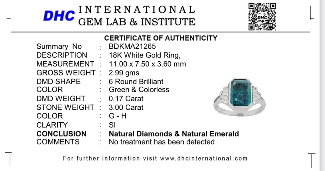 Beautiful 3.00 CT Natural Emerald With Natural Diamonds & 18k Gold - 9