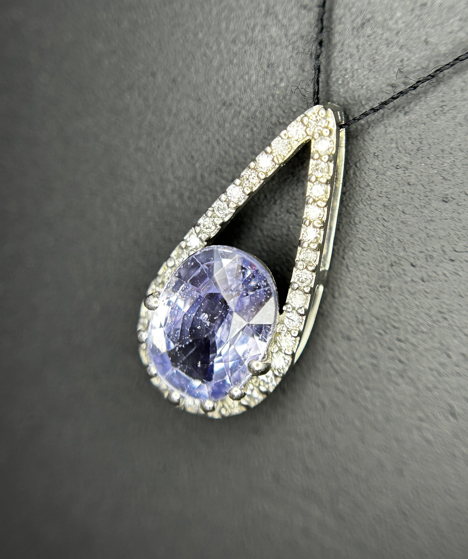 Beautiful 1.59 CT Unheated Ceylon Blue Sapphire Diamonds & 950 Platinum Pendant - 8