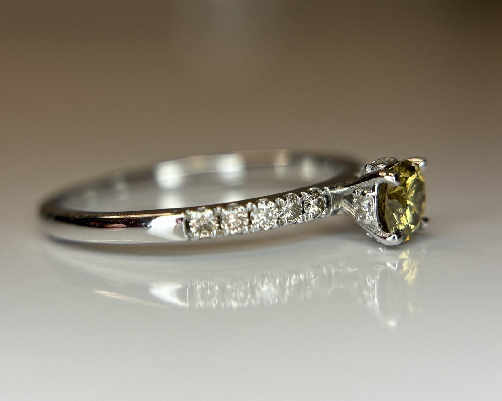 Beautiful 0.26 Ct Natural Champagne Solitaire Diamond & 18k Gold - 6