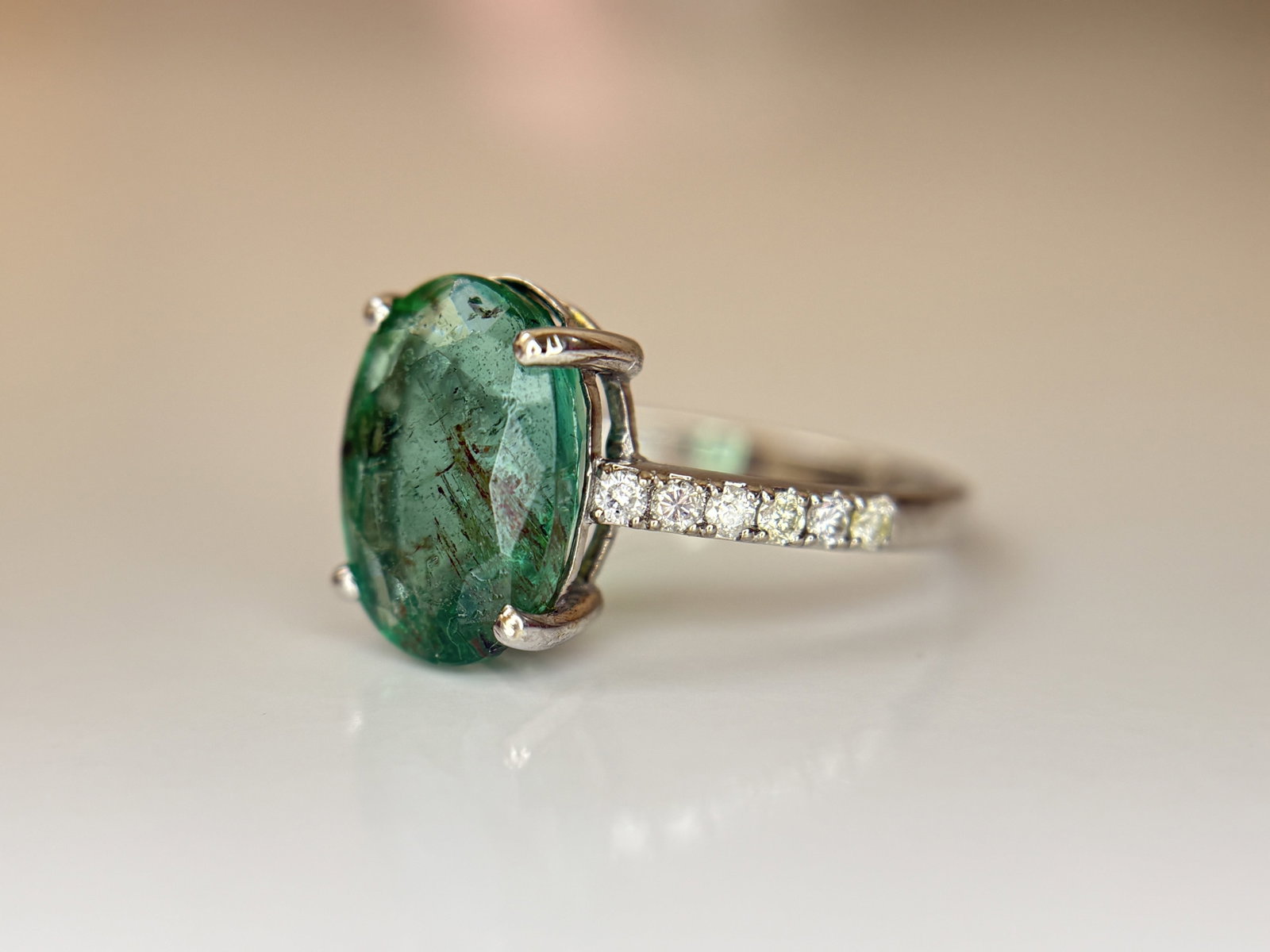 Beautiful Natural Emerald 3.00ct With Natural Diamonds & 18k Gold - 5