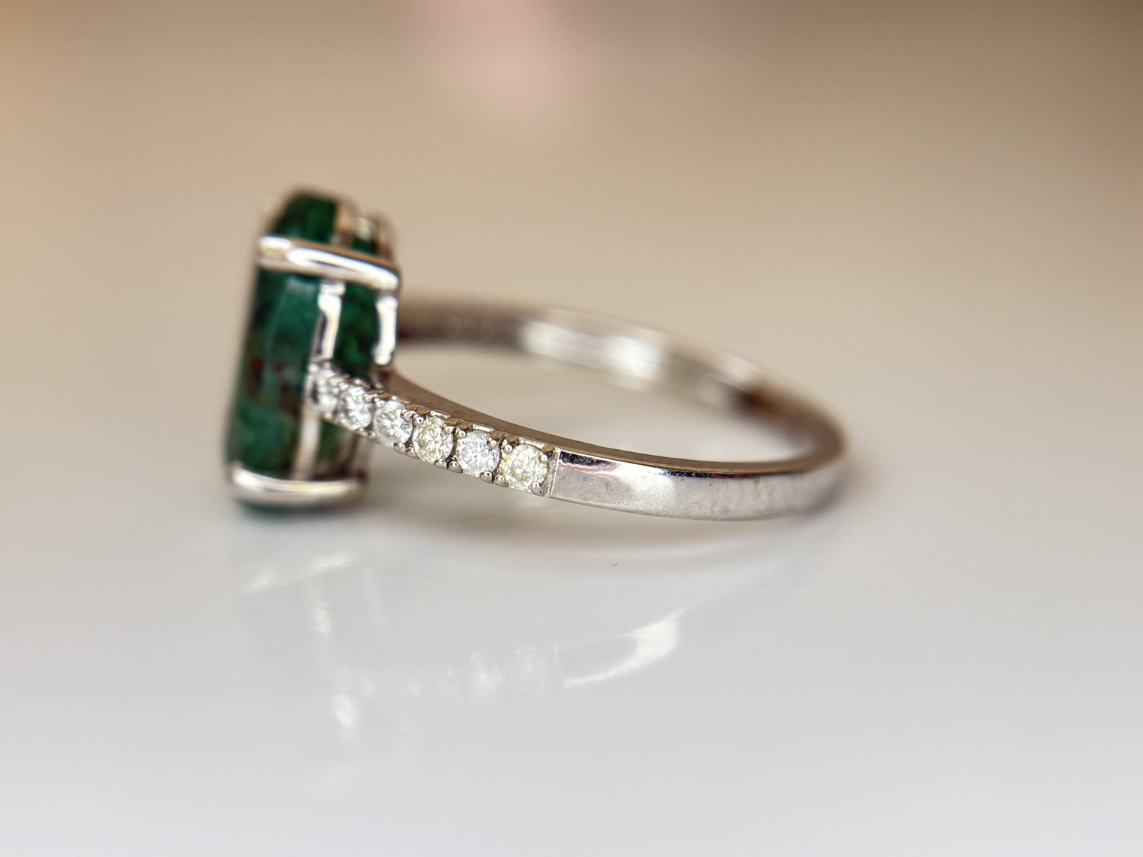 Beautiful Natural Emerald 3.00ct With Natural Diamonds & 18k Gold - 6