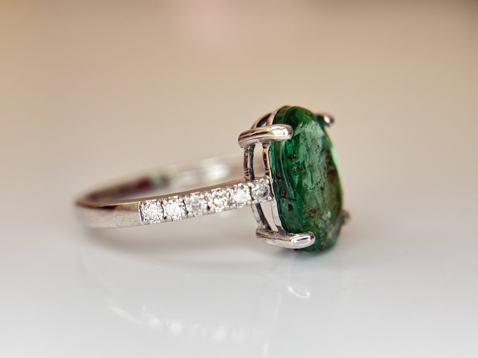 Beautiful Natural Emerald 3.00ct With Natural Diamonds & 18k Gold - 8