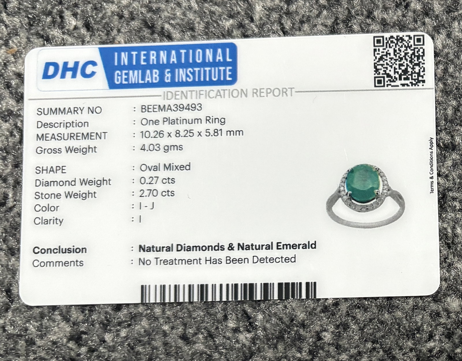 Beautiful 2.70 CT Natural Emerald Ring With Natural Diamonds & Platinum 950 - 12