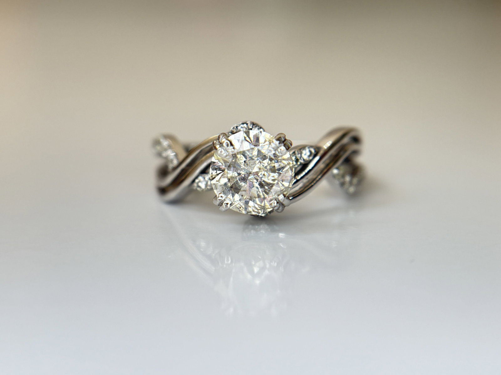 Beautiful 1.36ct Natural Diamond Ring With 18k White Gold - 5