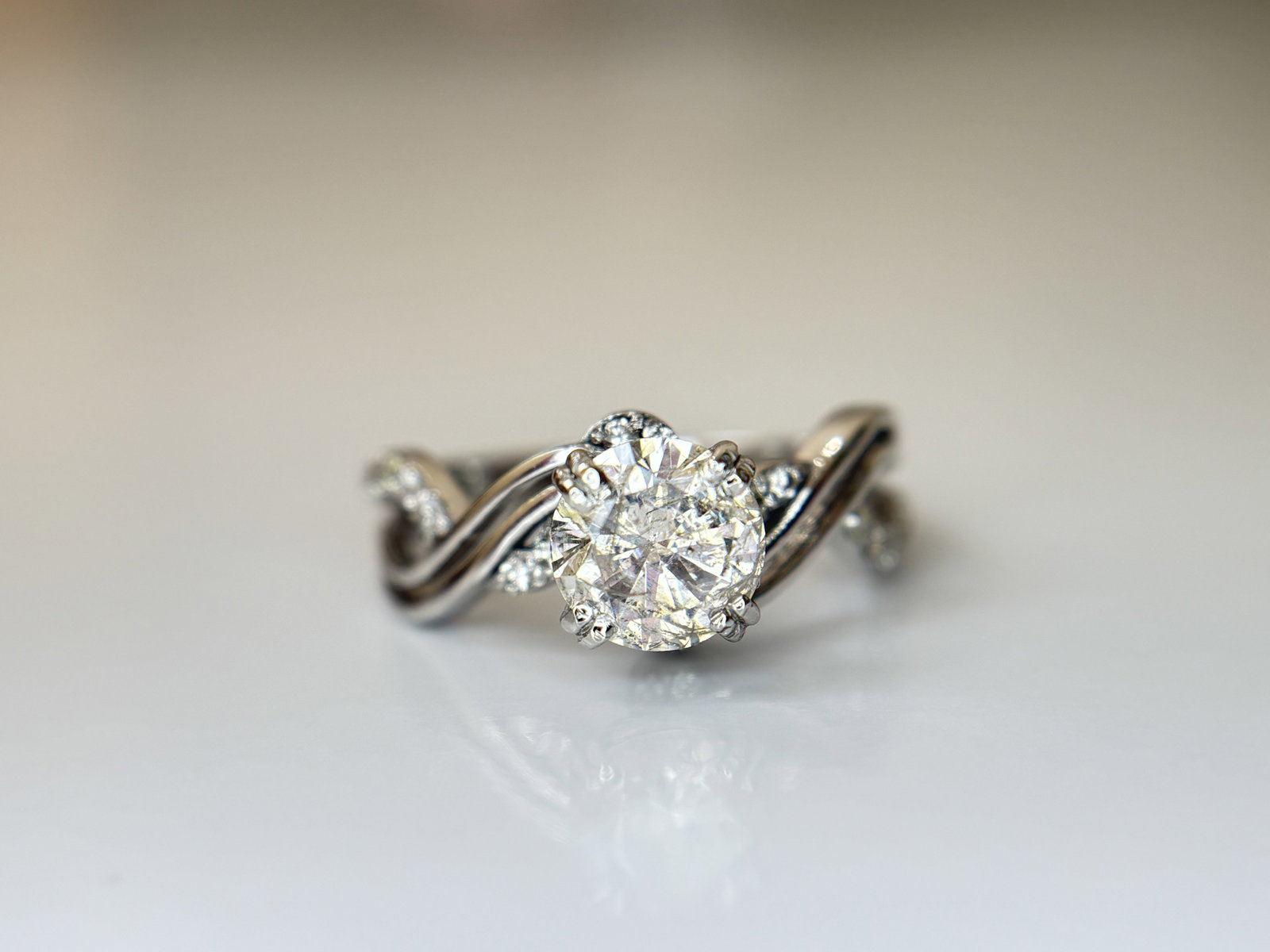 Beautiful 1.36ct Natural Diamond Ring With 18k White Gold - 8