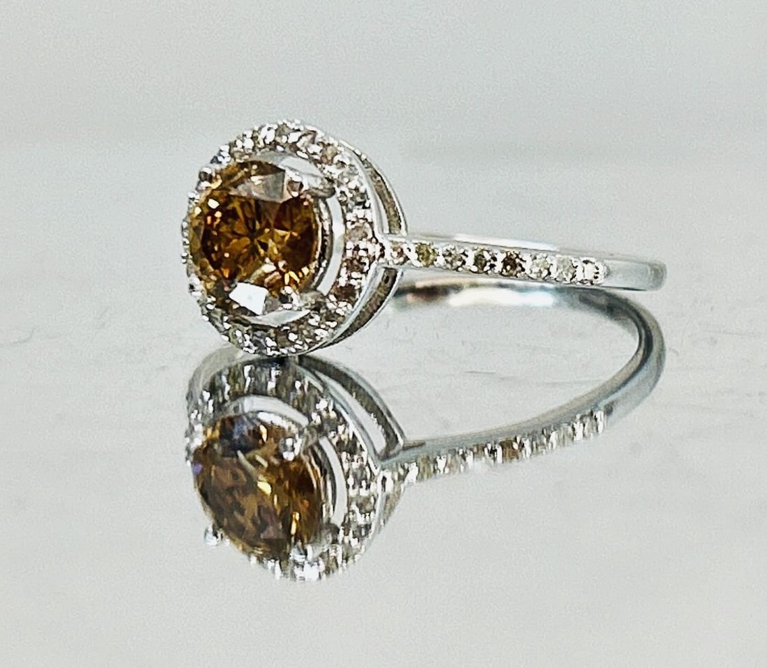 Beautiful Natural 1.05 CT Natural Solitaire Champagne Diamond Ring With 18k Gold - 3