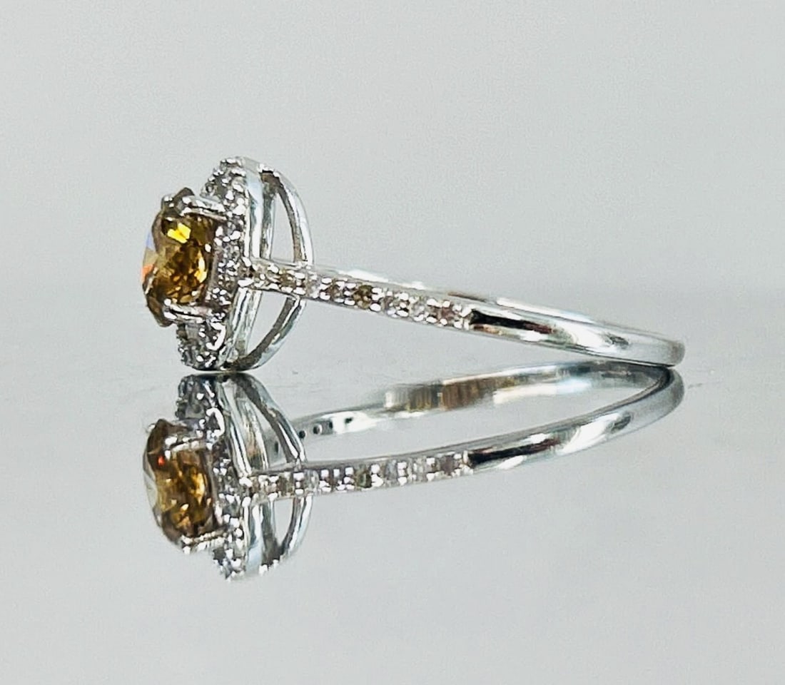 Beautiful Natural 1.05 CT Natural Solitaire Champagne Diamond Ring With 18k Gold - 4