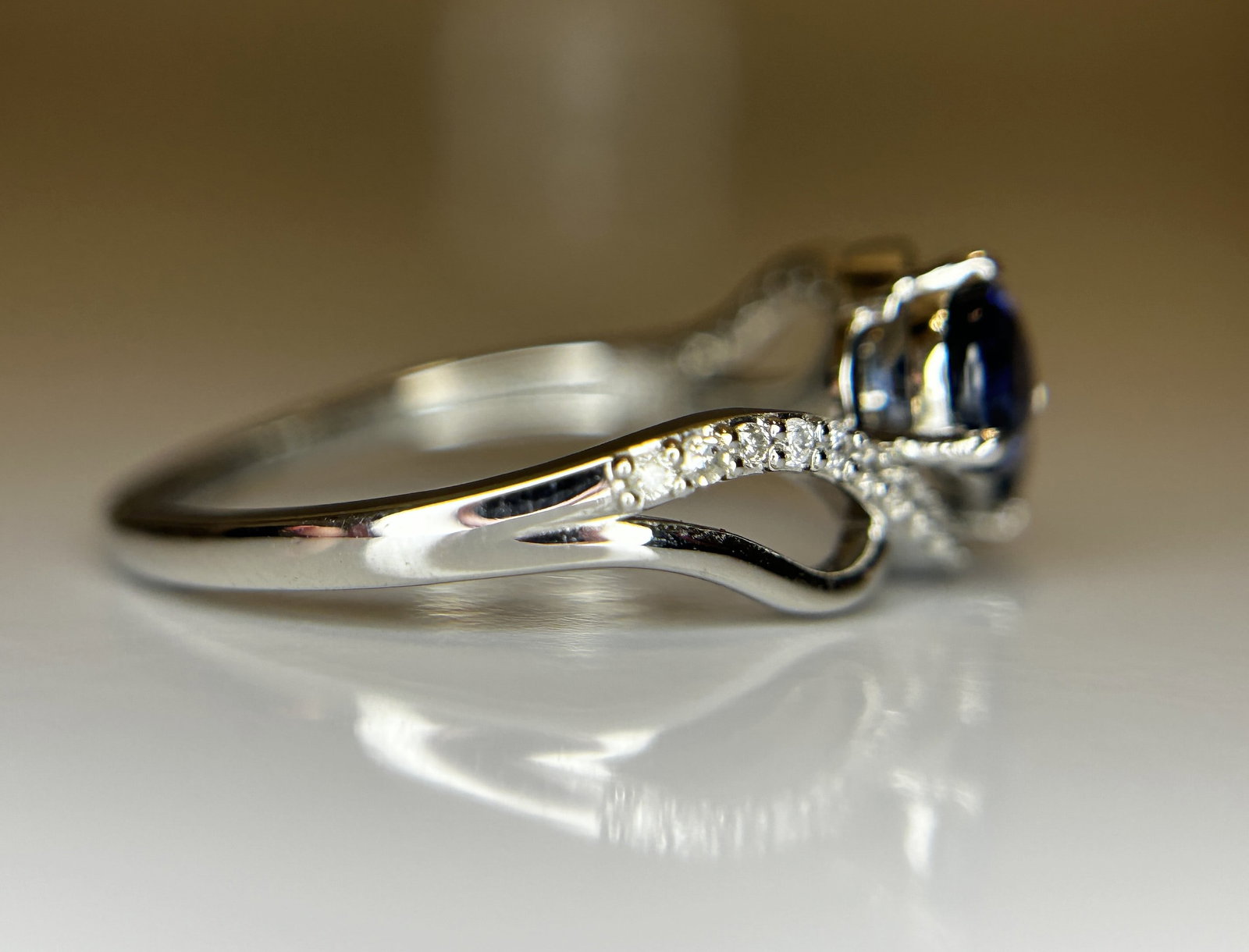Beautiful 1.05 CT Unheated Ceylon Blue Sapphire Diamonds & 950 Platinum - 7