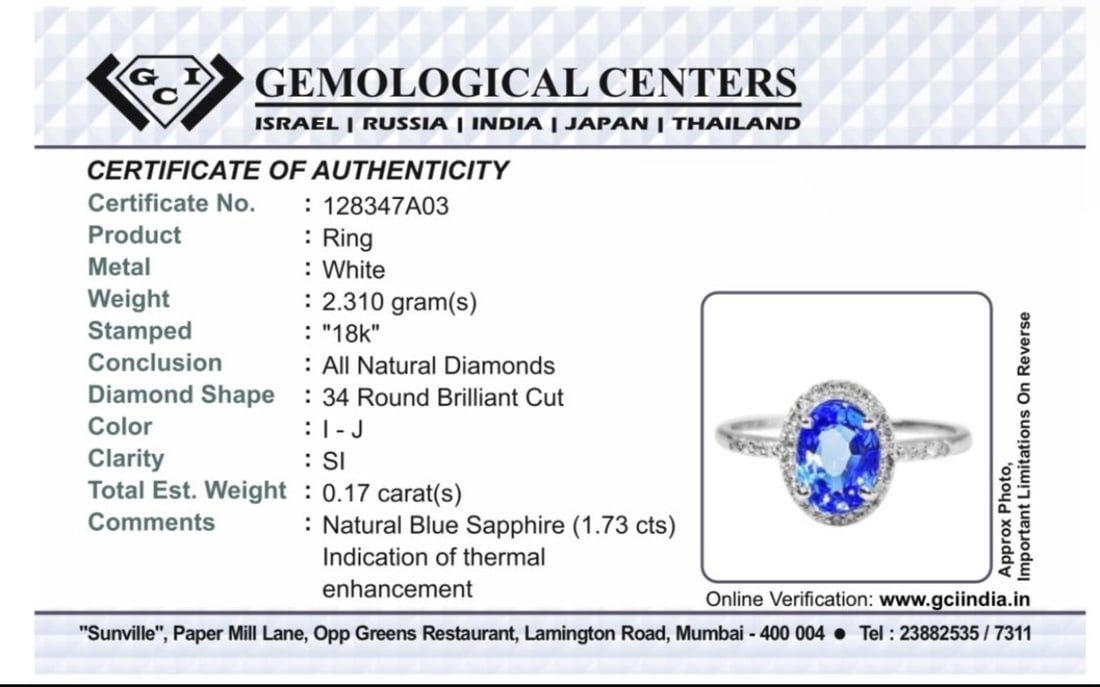 Beautiful 1.73CT Unheated Ceylon Cornflour Blue Sapphire Diamonds & 18k Gold - 11