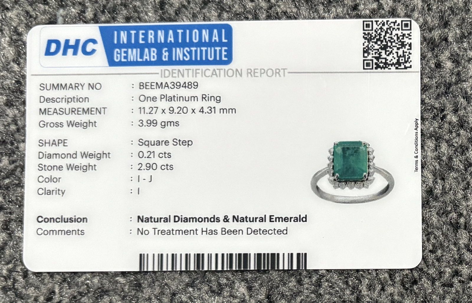 Beautiful 2.90 CT Natural Emerald Ring With Natural Diamonds & Platinum 950 - 11