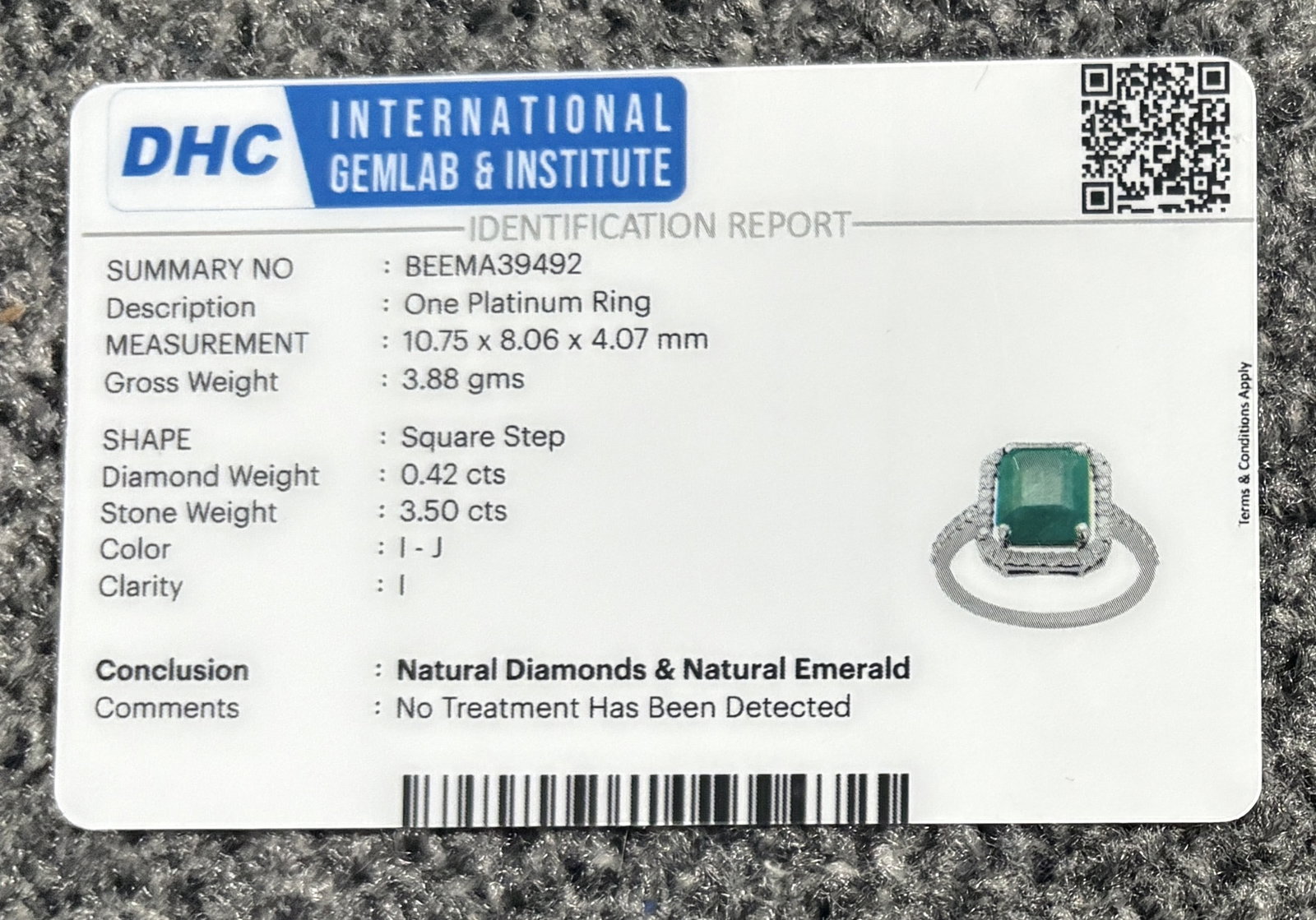 Beautiful 3.50 CT Natural Emerald Ring With Natural Diamonds & Platinum 950 - 12
