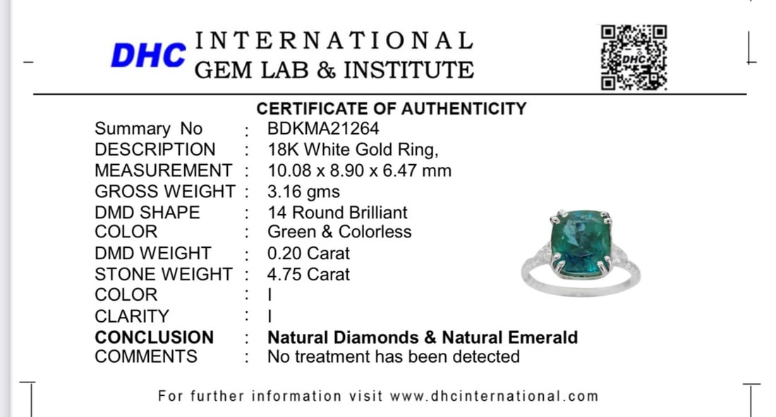 Beautiful Natural Emerald 4.75 CT With Natural Diamonds & 18k Gold - 12