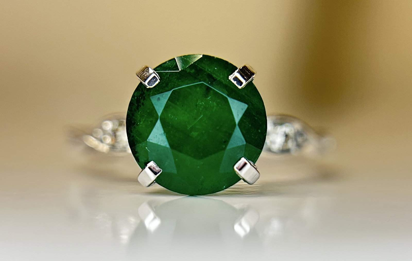 Beautiful 2.74 CT Natural Emerald Ring With Natural Diamonds & Platinum 950 - 2