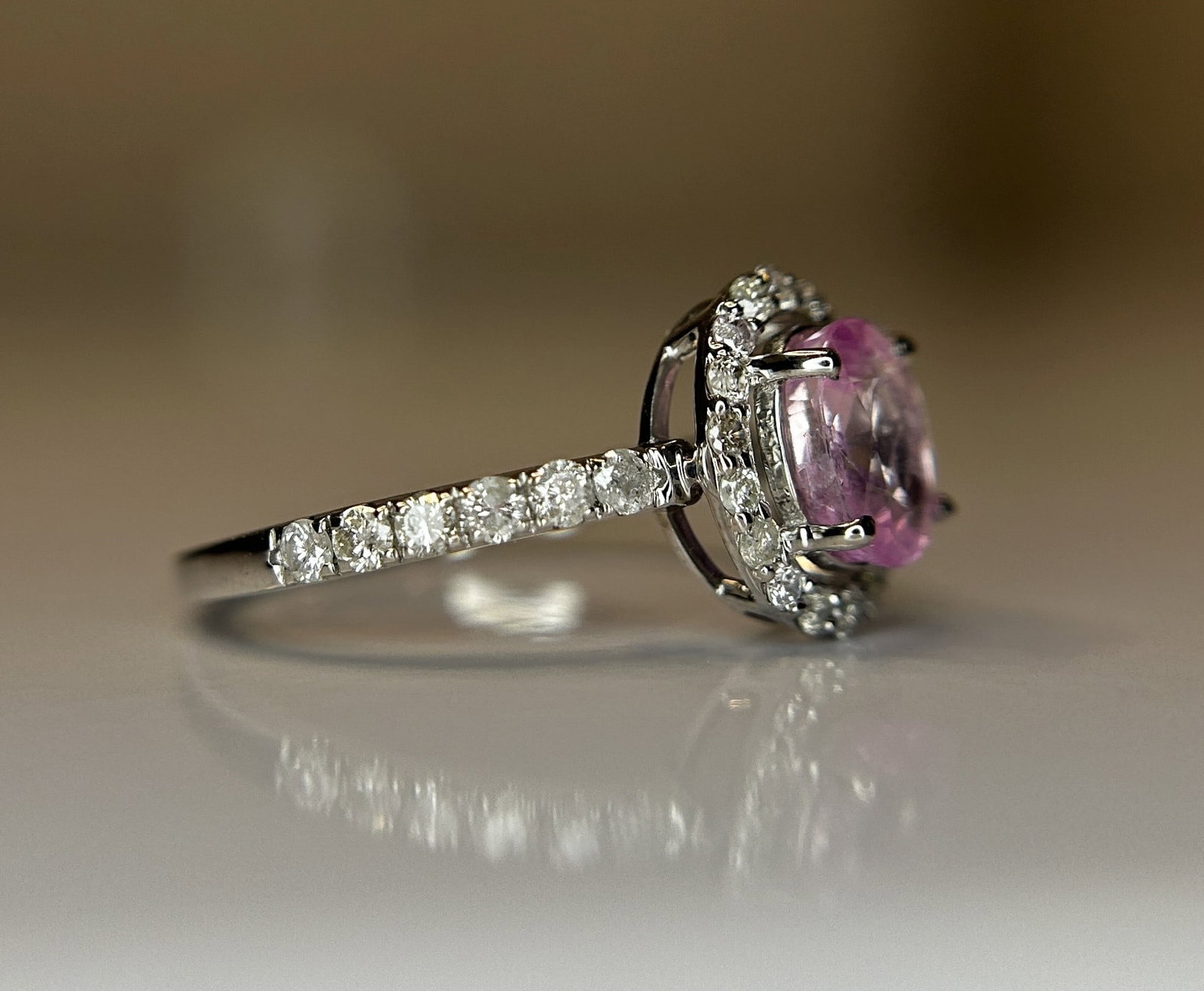 Beautiful Natural Ceylon 1.15ct Pink Sapphire With Diamonds & 18k Gold - 7