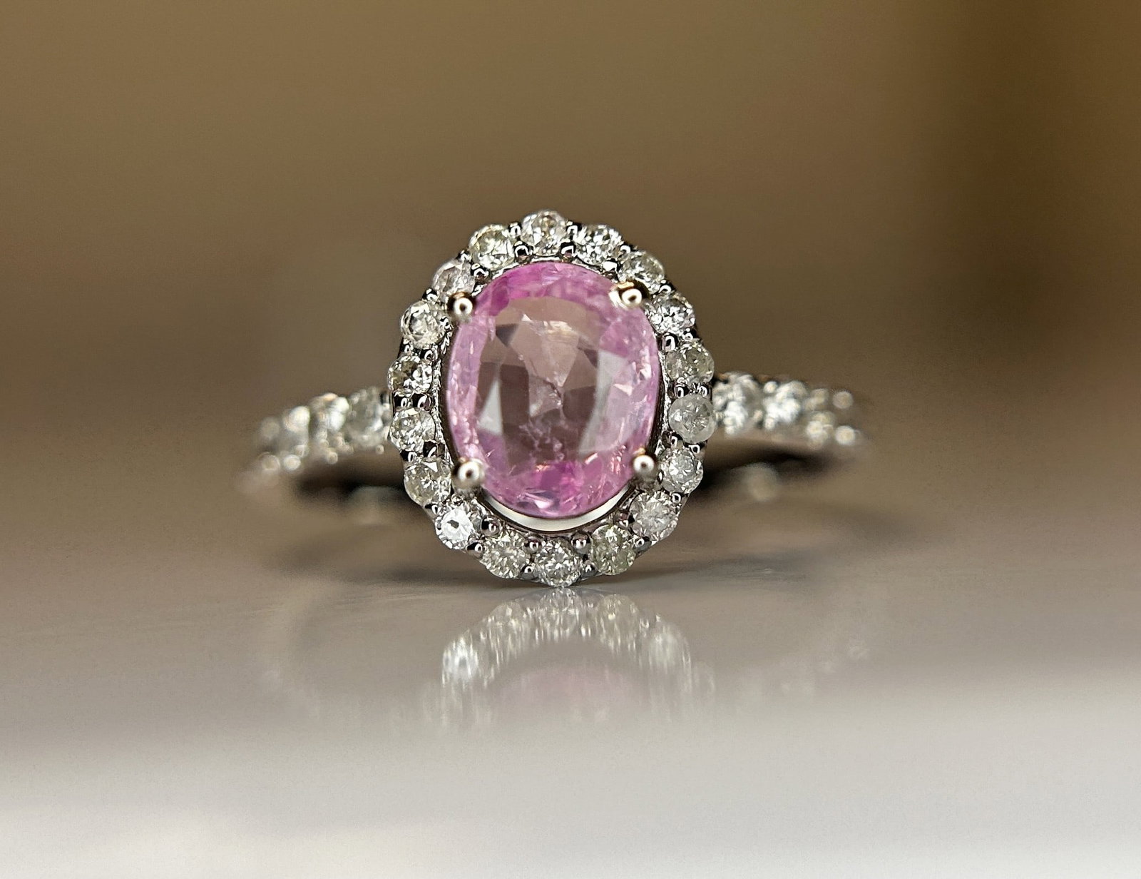 Beautiful Natural Ceylon 1.15ct Pink Sapphire With Diamonds & 18k Gold - 8