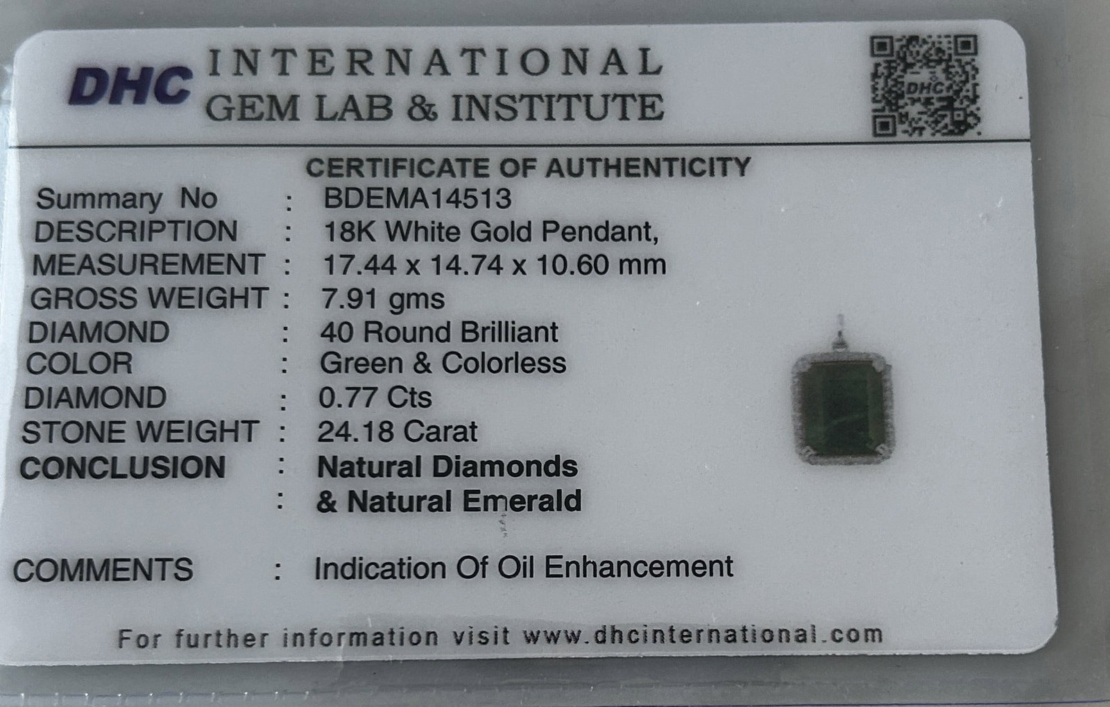 Beautiful 24.18 ct Natural Emerald With Natural Diamonds & 18k Gold - 9