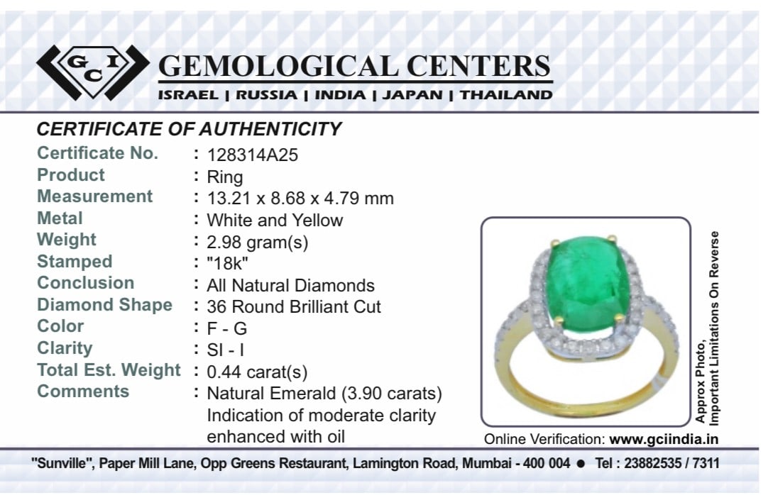 Beautiful Natural Emerald 3.90 CT With Natural Diamonds & 18k Gold - 10