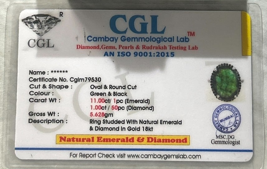 Beautiful Natural Emerald 11ct With Natural Black Diamonds & 18k Gold - 10