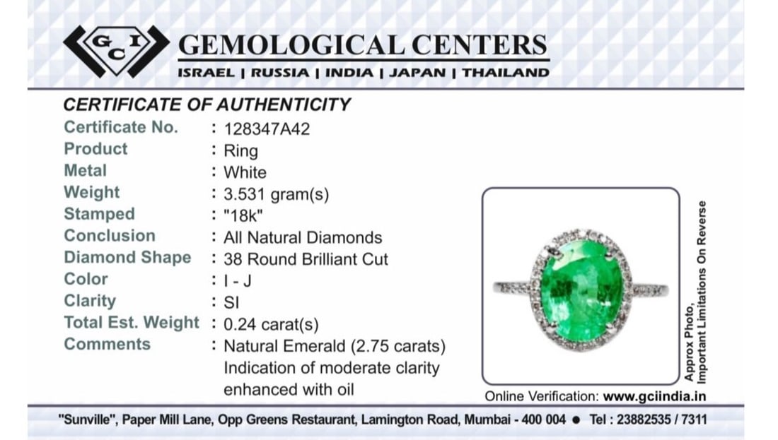Beautiful 2.75 CT Untreated Columbian Natural Emerald Ring With Diamonds & 18k Gold - 9