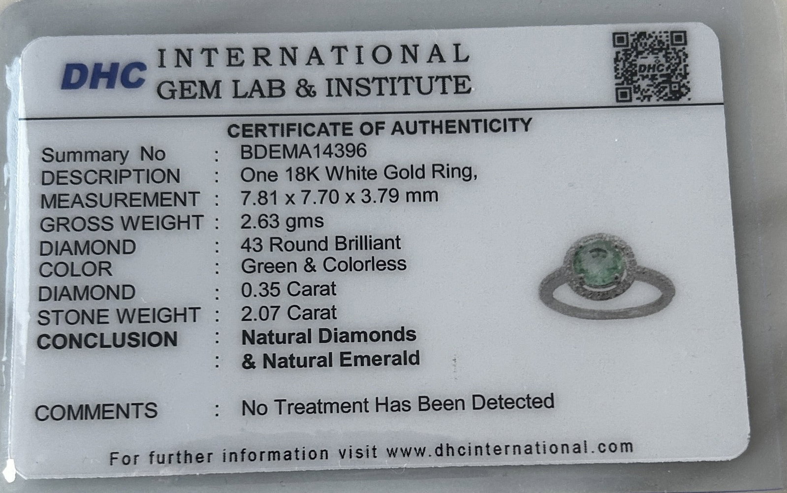 Beautiful 2.07 ct Natural Emerald With Natural Diamonds & 18k Gold - 7