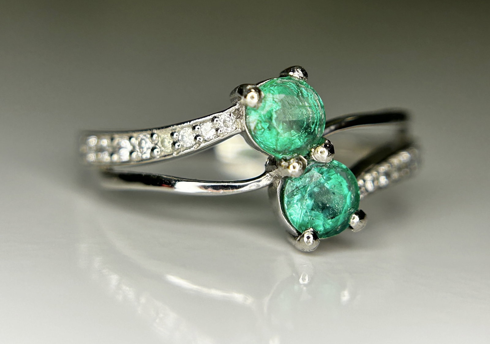 Beautiful 0.78Ct Natural Emerald Ring With Natural Diamonds & Platinum 950 - 3