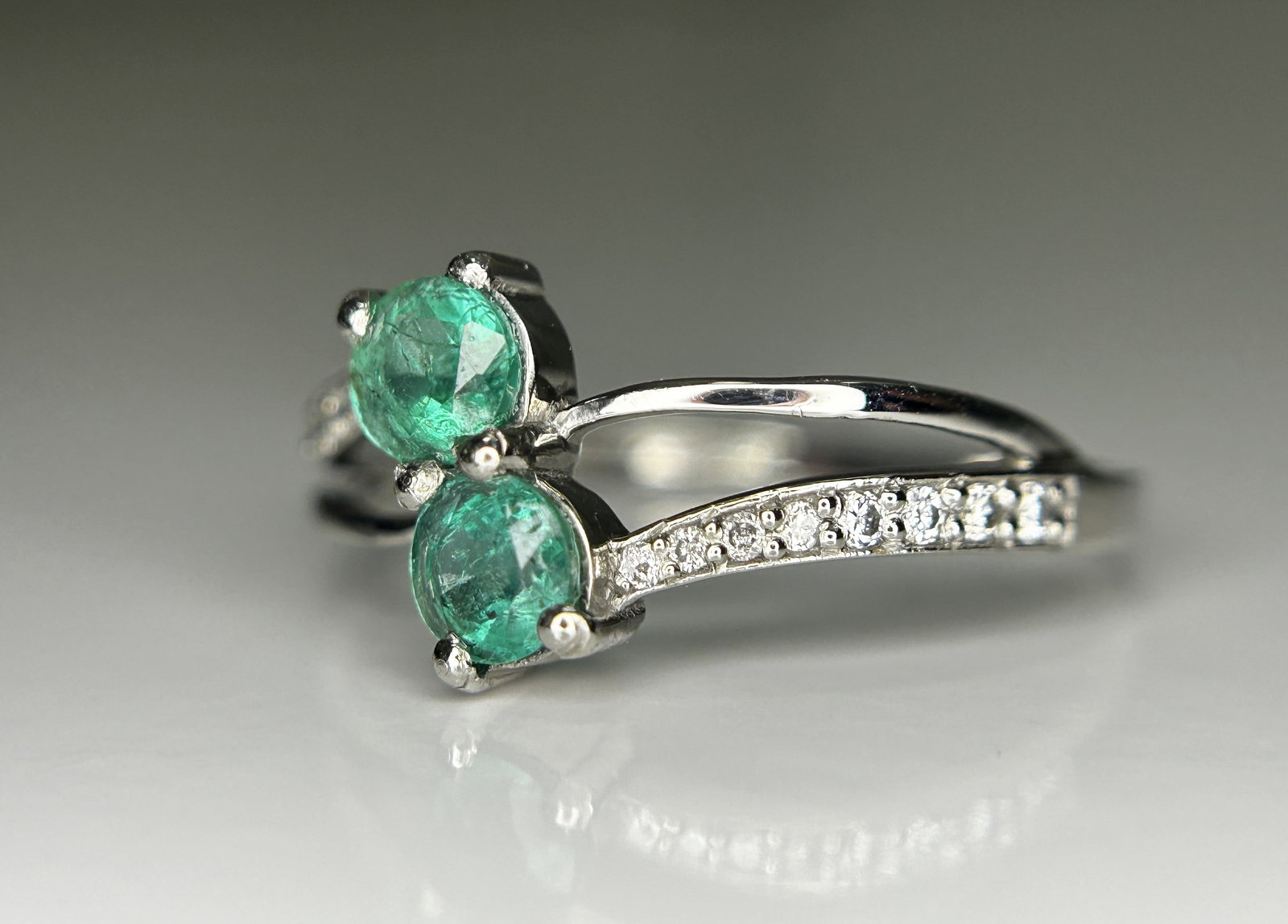 Beautiful 0.78Ct Natural Emerald Ring With Natural Diamonds & Platinum 950 - 5