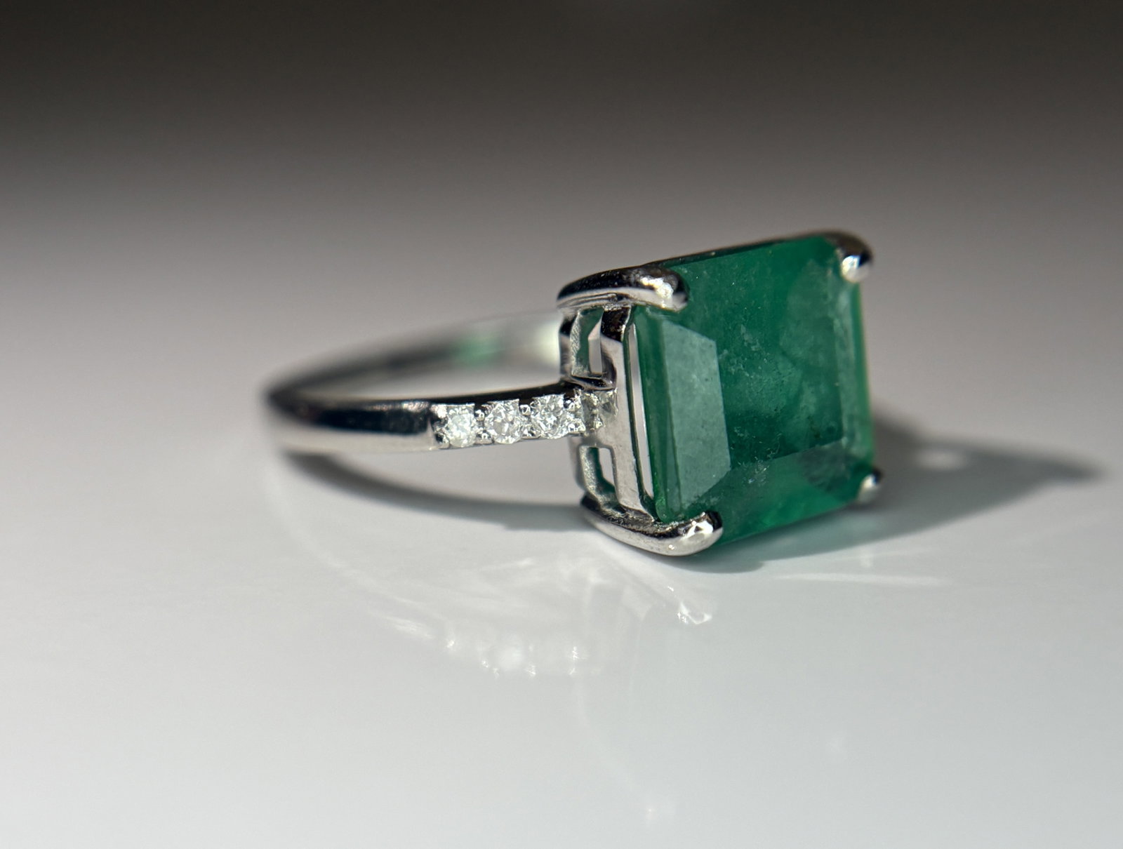 Beautiful 2.65 CT Natural Emerald Ring With Natural Diamonds & Platinum 950 - 7