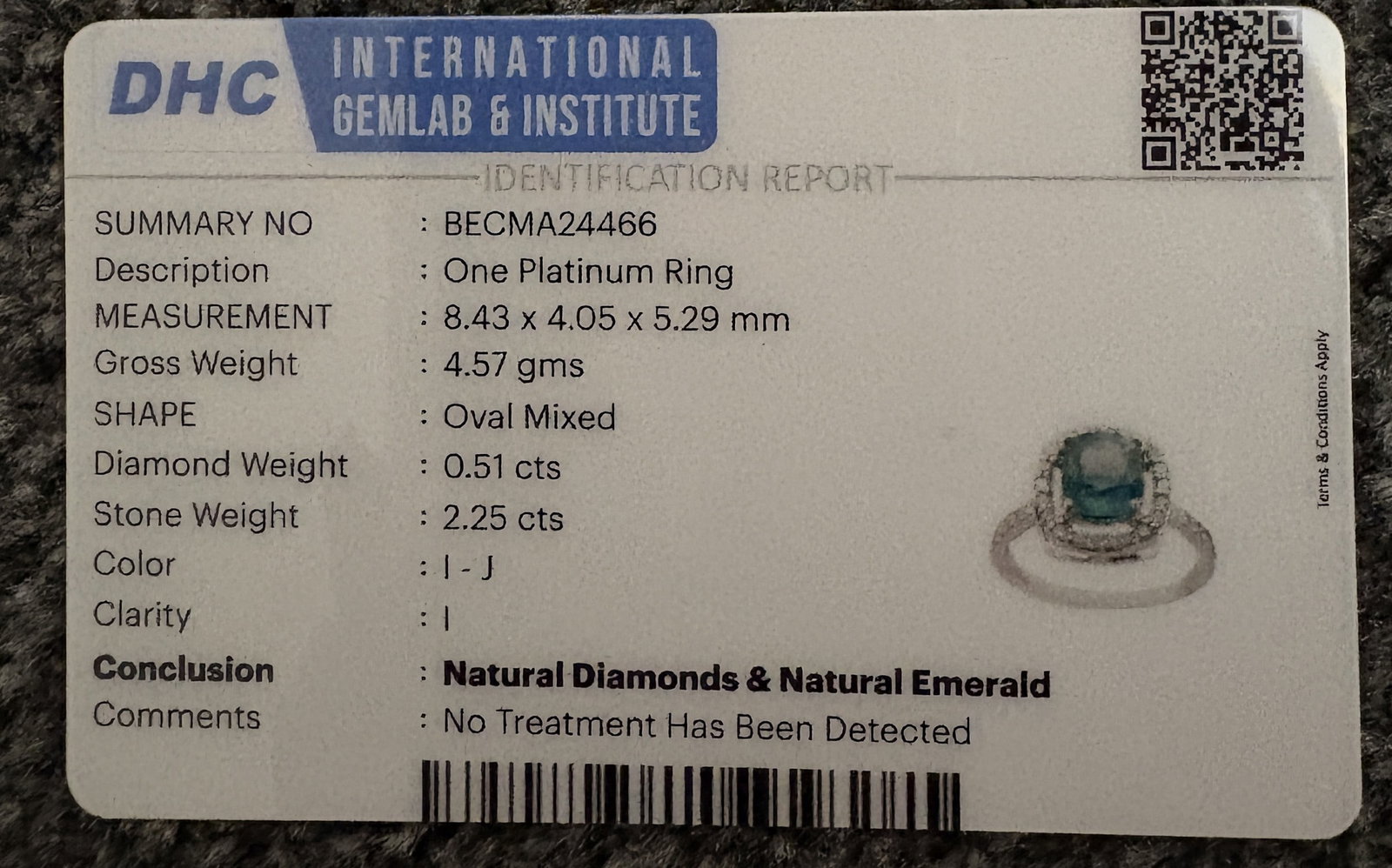 Beautiful 2.25 CT Natural Emerald Ring With Natural Diamonds & Platinum 950 - 10
