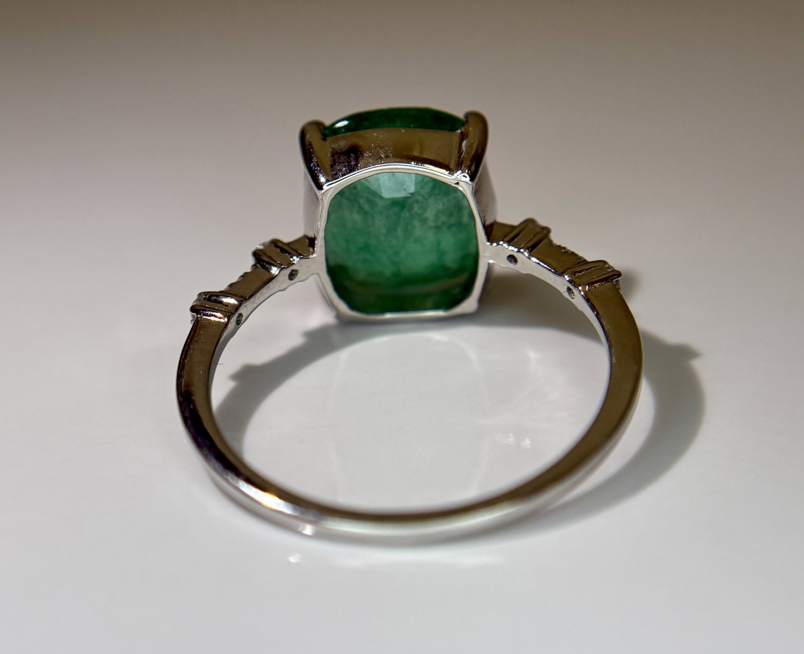 Beautiful 3.40 CT Natural Emerald Ring With Natural Diamonds & Platinum 950 - 7