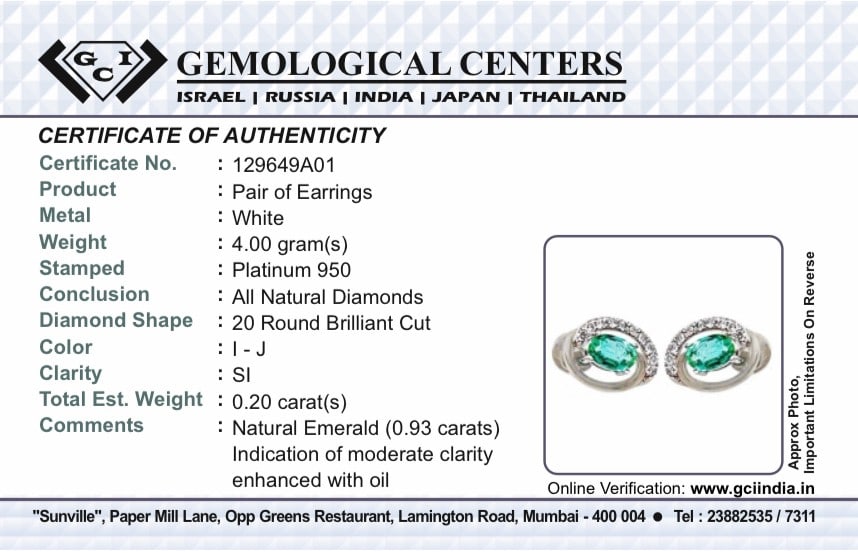 Beautiful 0.93ct Natural Emerald, Diamond Halo Set Stud Earrings In Platinum 950 - 7