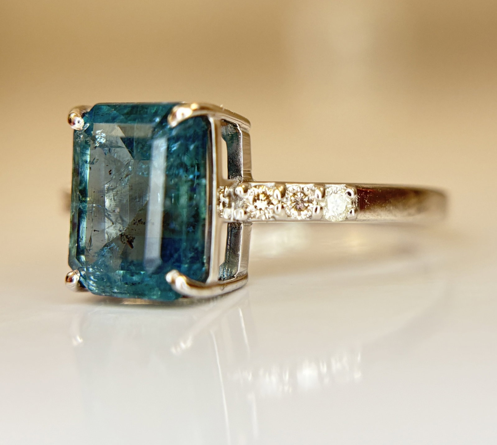 Beautiful 3.50 CT Natural Emerald Ring With Natural Diamonds & Platinum 950 - 5