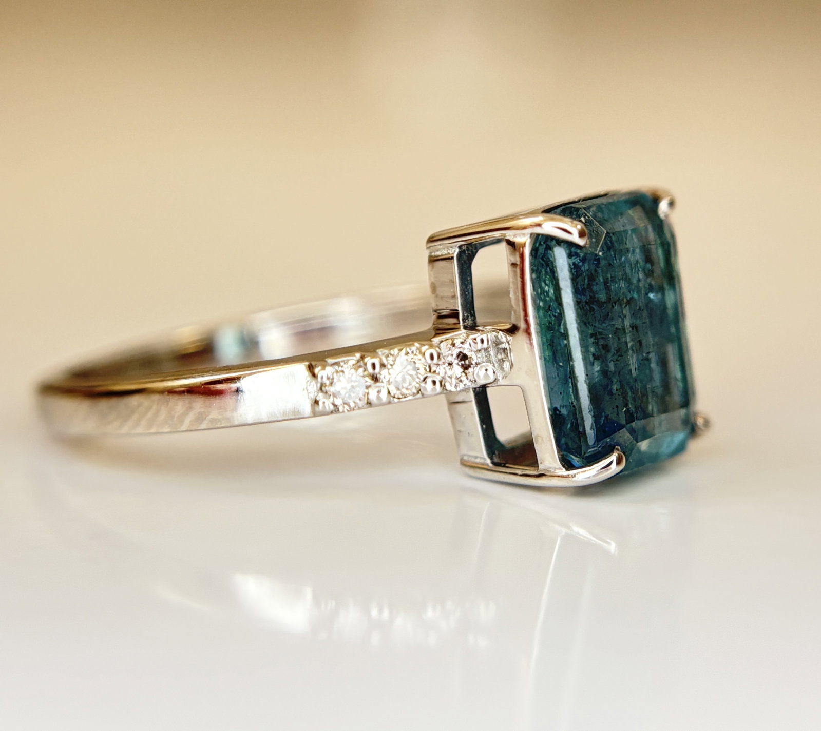 Beautiful 3.50 CT Natural Emerald Ring With Natural Diamonds & Platinum 950 - 8