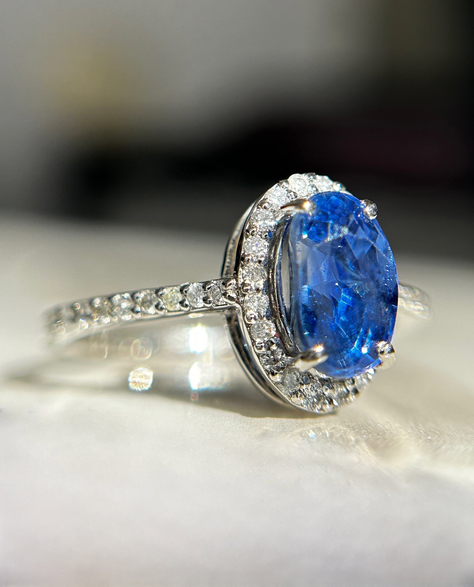 Beautiful 2.24 CT Unheated Burma Blue Sapphire Diamonds & 950 Platinum - 5