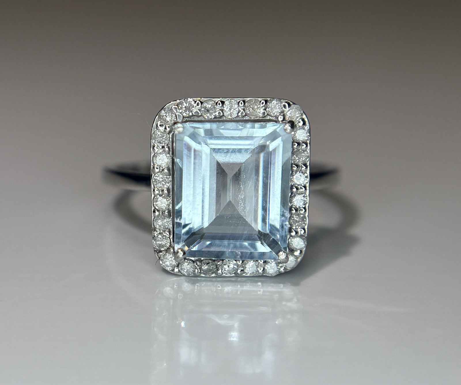 Beautiful 2.71 CT Natural Aquamarine Ring With Natural Diamonds & 950 Platinum - 5