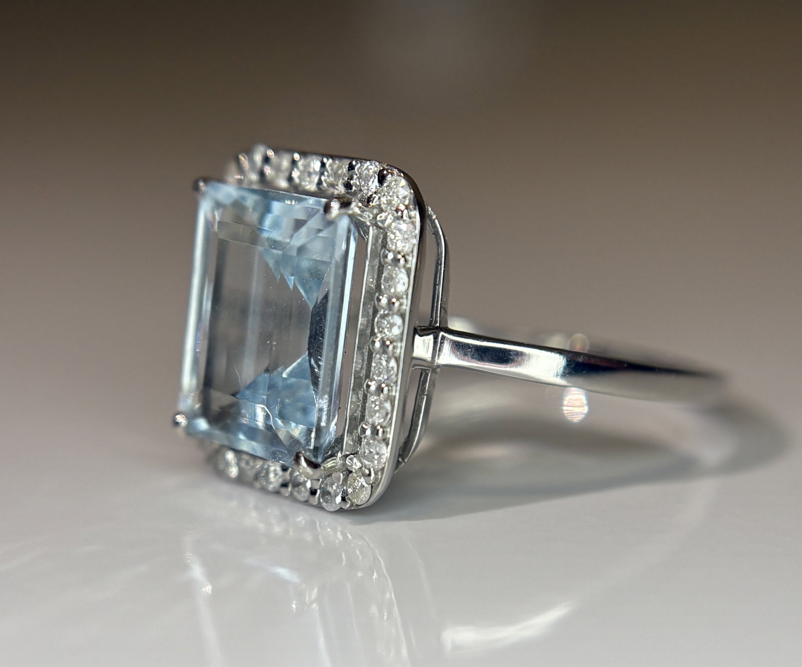 Beautiful 2.71 CT Natural Aquamarine Ring With Natural Diamonds & 950 Platinum - 6